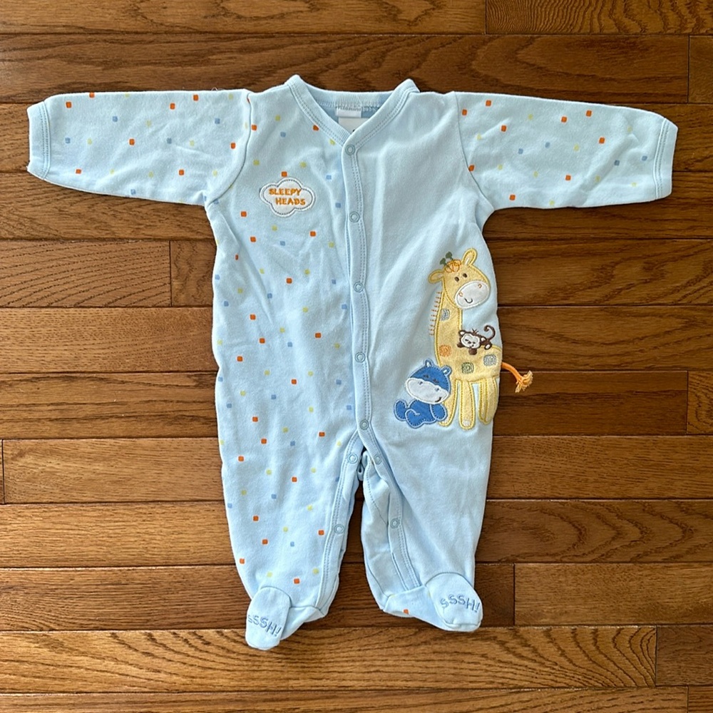 🦒 VITAMINS BABY Pajamas gender neutral boys girls 3 months giraffe onesie